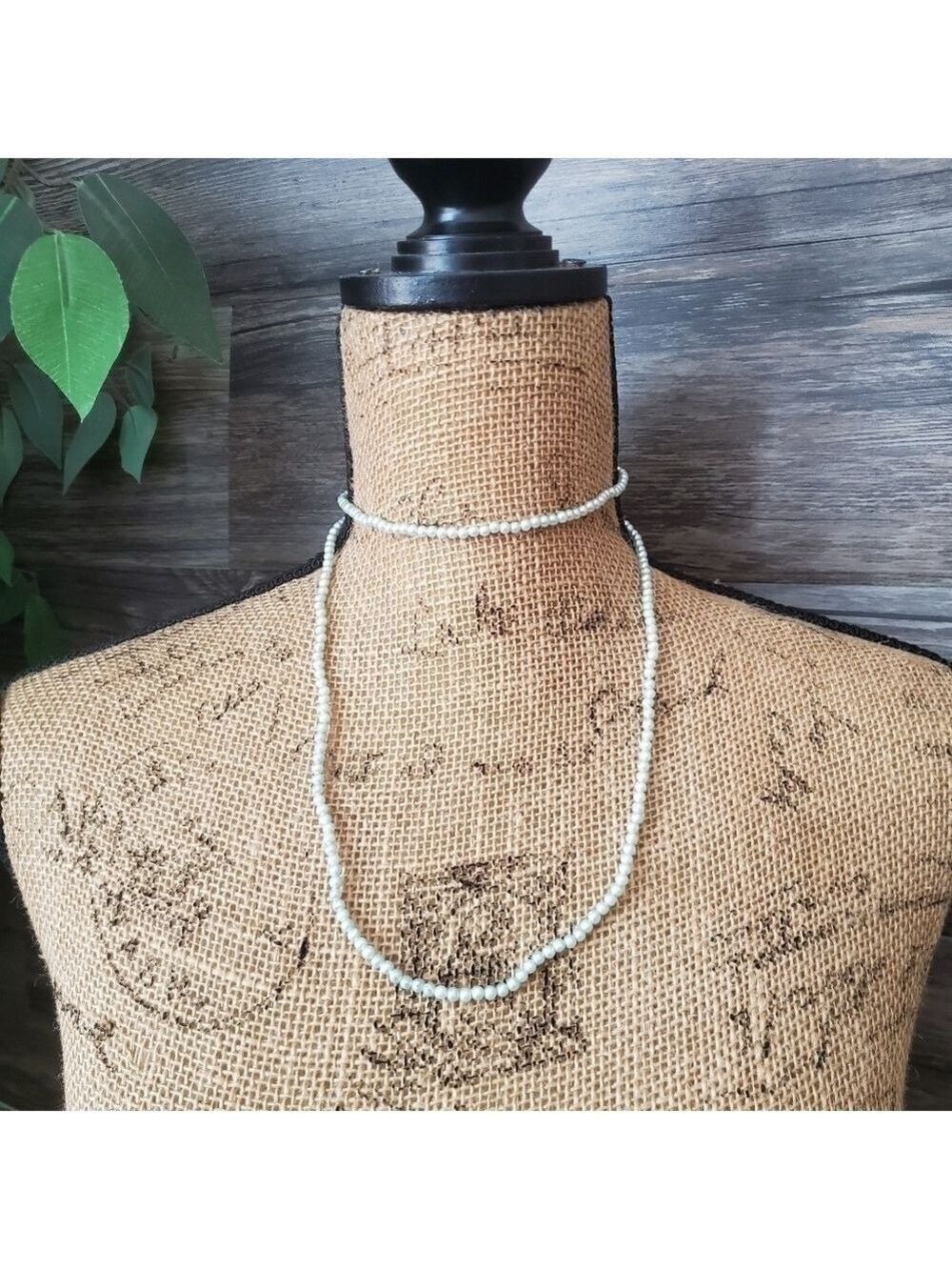 Light Teal Beaded Layered Necklace Faux Pearls